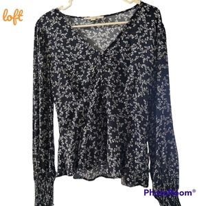 Loft blue and white blouse size 6.